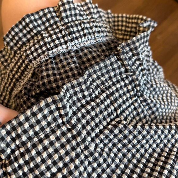 vintage deadstock fabric handmade black and white checked gingham tube top - Picture 4 of 4